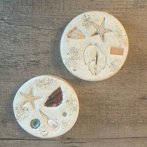 🌲 Hand made Beach-Themed Ceramic Coasters